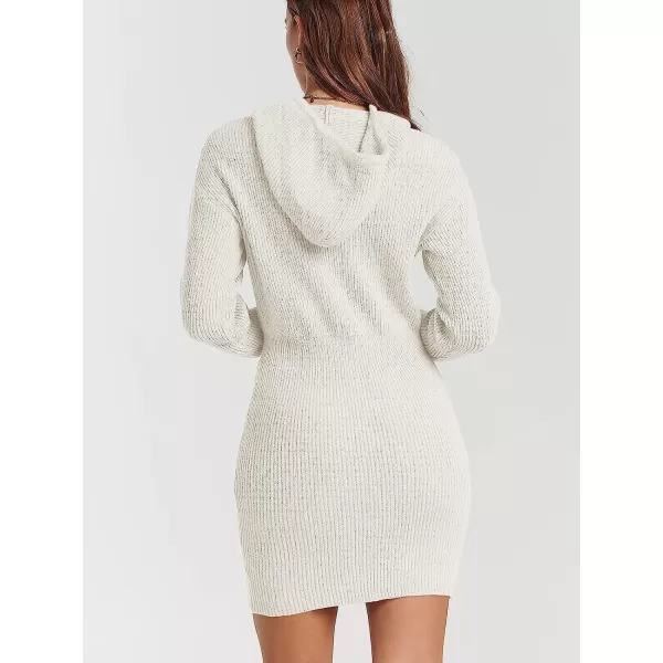 imageANRABESS Womens Winter Rib Knit Pullover Sweater 2023 Fashion Fall Dresses Long Sleeve Hooded Bodycon DressWhite