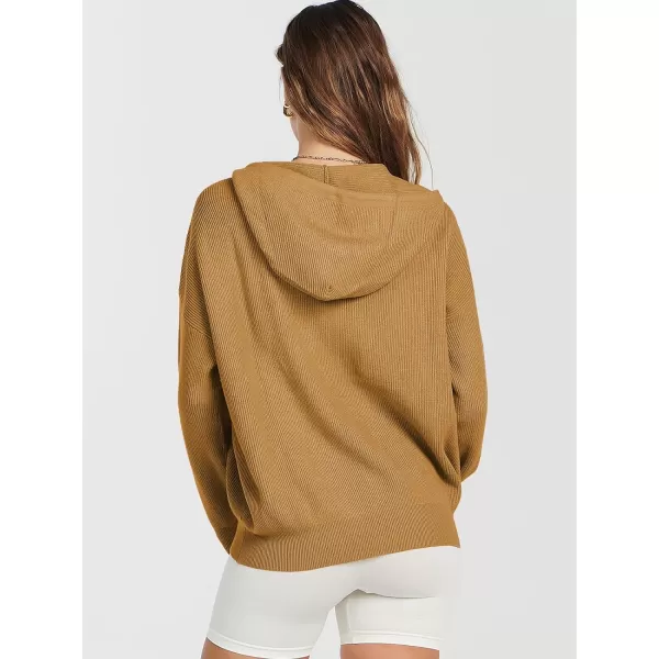 imageANRABESS Womens Zip Up Hoodies Sweater 2023 Fall Oversized Casual hooded Jacket Long Sleeve Ribbed Knit SweatshirtsCamel