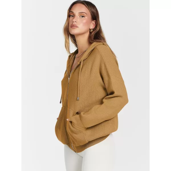 imageANRABESS Womens Zip Up Hoodies Sweater 2023 Fall Oversized Casual hooded Jacket Long Sleeve Ribbed Knit SweatshirtsCamel