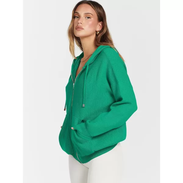 imageANRABESS Womens Zip Up Hoodies Sweater 2023 Fall Oversized Casual hooded Jacket Long Sleeve Ribbed Knit SweatshirtsGreen