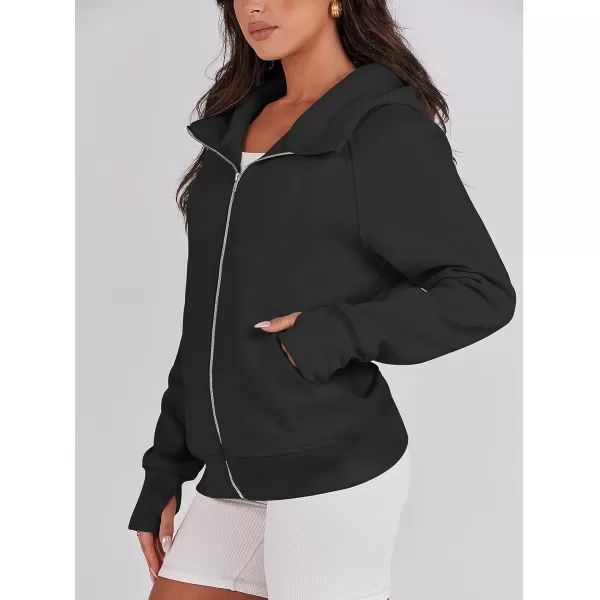 imageANRABESS Womens Zip Up Hoodies Teen Girls Sweatshirt Cute Fall Casual Jacket Y2K Clothing with PocketsBlack