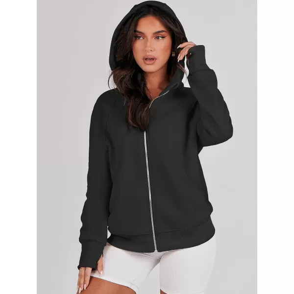 imageANRABESS Womens Zip Up Hoodies Teen Girls Sweatshirt Cute Fall Casual Jacket Y2K Clothing with PocketsBlack