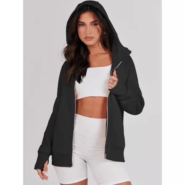 imageANRABESS Womens Zip Up Hoodies Teen Girls Sweatshirt Cute Fall Casual Jacket Y2K Clothing with PocketsBlack