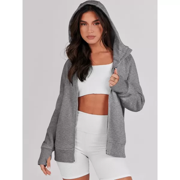 imageANRABESS Womens Zip Up Hoodies Teen Girls Sweatshirt Cute Fall Casual Jacket Y2K Clothing with PocketsDeep Gray