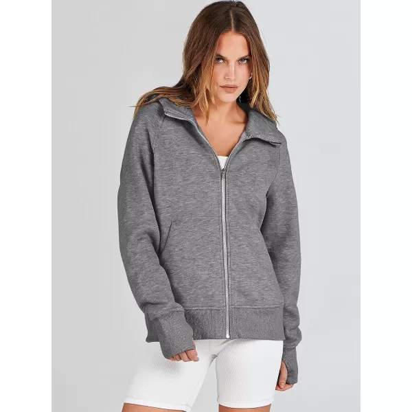 imageANRABESS Womens Zip Up Hoodies Teen Girls Sweatshirt Cute Fall Casual Jacket Y2K Clothing with PocketsDeep Gray