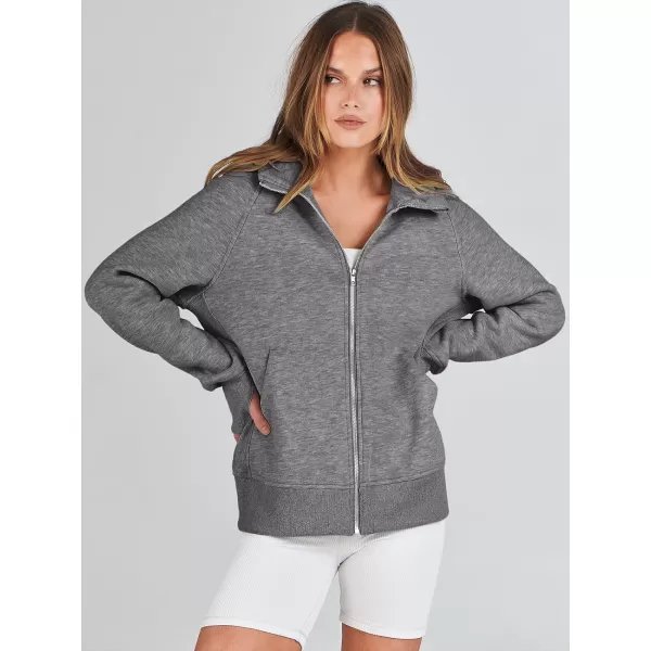 imageANRABESS Womens Zip Up Hoodies Teen Girls Sweatshirt Cute Fall Casual Jacket Y2K Clothing with PocketsDeep Gray