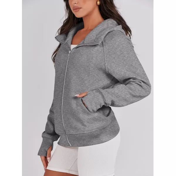 imageANRABESS Womens Zip Up Hoodies Teen Girls Sweatshirt Cute Fall Casual Jacket Y2K Clothing with PocketsDeep Gray