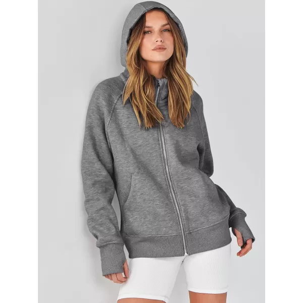 imageANRABESS Womens Zip Up Hoodies Teen Girls Sweatshirt Cute Fall Casual Jacket Y2K Clothing with PocketsDeep Gray