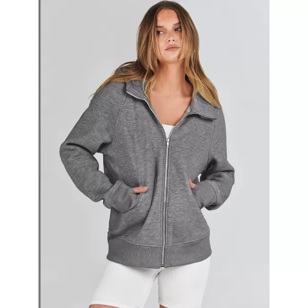 imageANRABESS Womens Zip Up Hoodies Teen Girls Sweatshirt Cute Fall Casual Jacket Y2K Clothing with PocketsDeep Gray