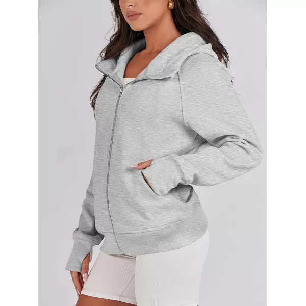 imageANRABESS Womens Zip Up Hoodies Teen Girls Sweatshirt Cute Fall Casual Jacket Y2K Clothing with PocketsGrey