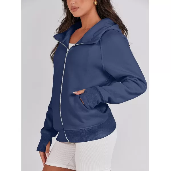 imageANRABESS Womens Zip Up Hoodies Teen Girls Sweatshirt Cute Fall Casual Jacket Y2K Clothing with PocketsNavy Blue