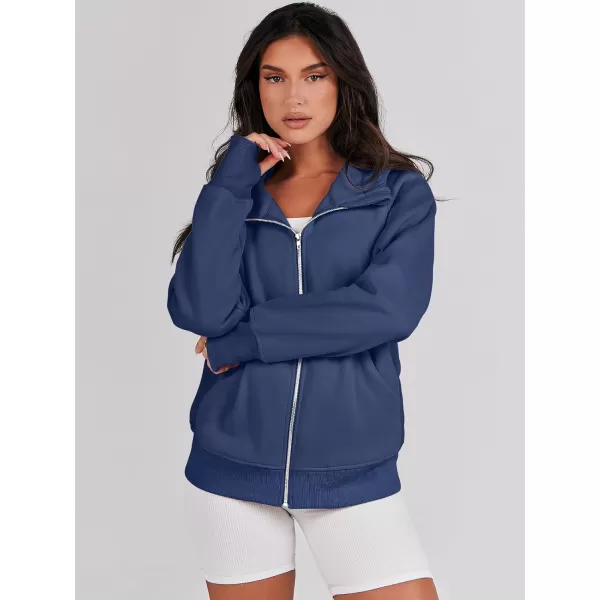 imageANRABESS Womens Zip Up Hoodies Teen Girls Sweatshirt Cute Fall Casual Jacket Y2K Clothing with PocketsNavy Blue