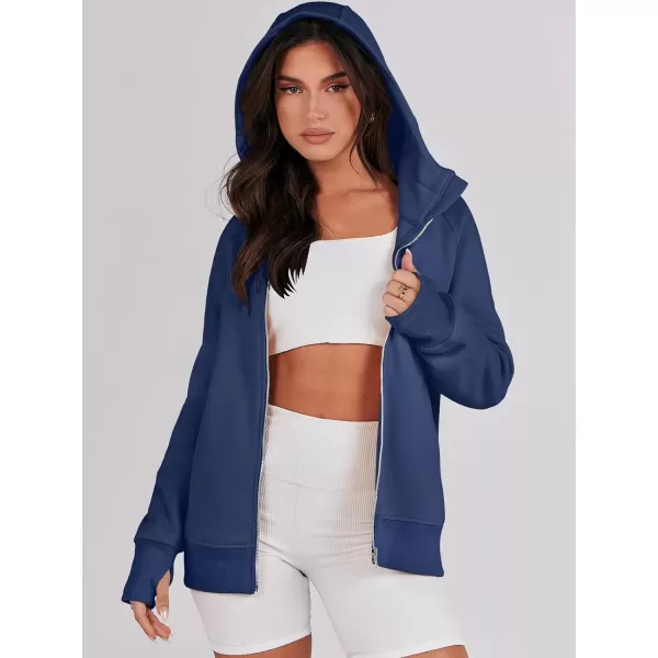 imageANRABESS Womens Zip Up Hoodies Teen Girls Sweatshirt Cute Fall Casual Jacket Y2K Clothing with PocketsNavy Blue