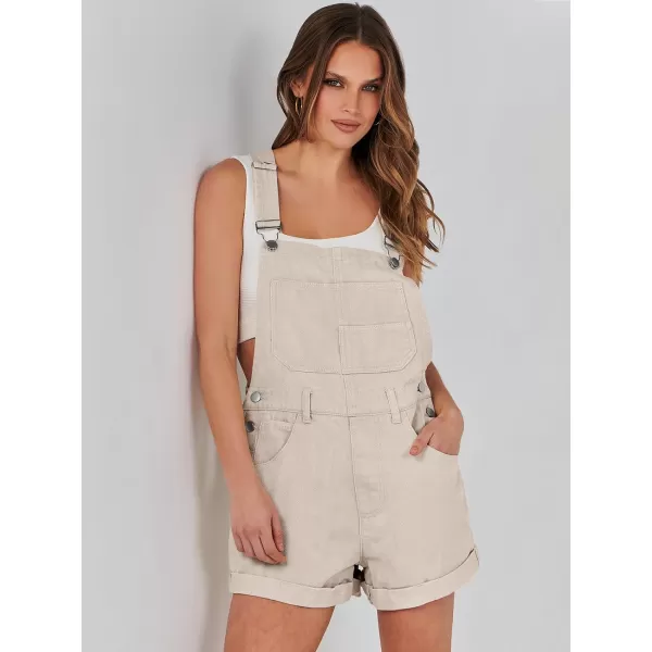 imageANRABESS Womenss Denim Shortalls Loose Fit Sleeveless Adjustable Straps Shorts Bib Overalls Jean ShortsApricot