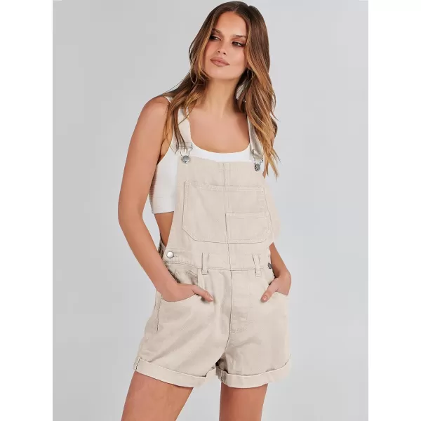 imageANRABESS Womenss Denim Shortalls Loose Fit Sleeveless Adjustable Straps Shorts Bib Overalls Jean ShortsApricot