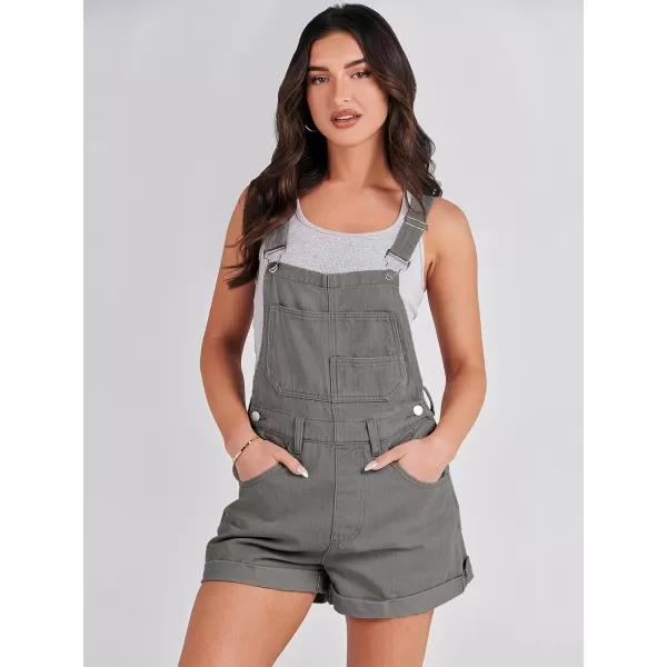 imageANRABESS Womenss Denim Shortalls Loose Fit Sleeveless Adjustable Straps Shorts Bib Overalls Jean ShortsDeep Gray