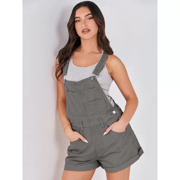 imageANRABESS Womenss Denim Shortalls Loose Fit Sleeveless Adjustable Straps Shorts Bib Overalls Jean ShortsDeep Gray
