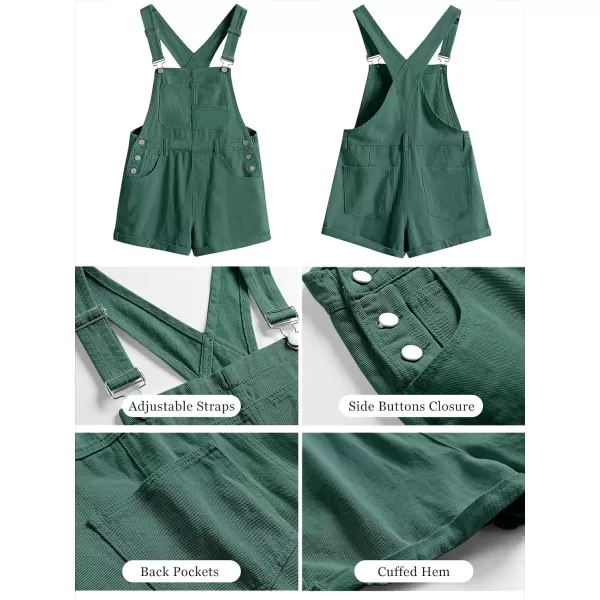 imageANRABESS Womenss Denim Shortalls Loose Fit Sleeveless Adjustable Straps Shorts Bib Overalls Jean ShortsDeep Green