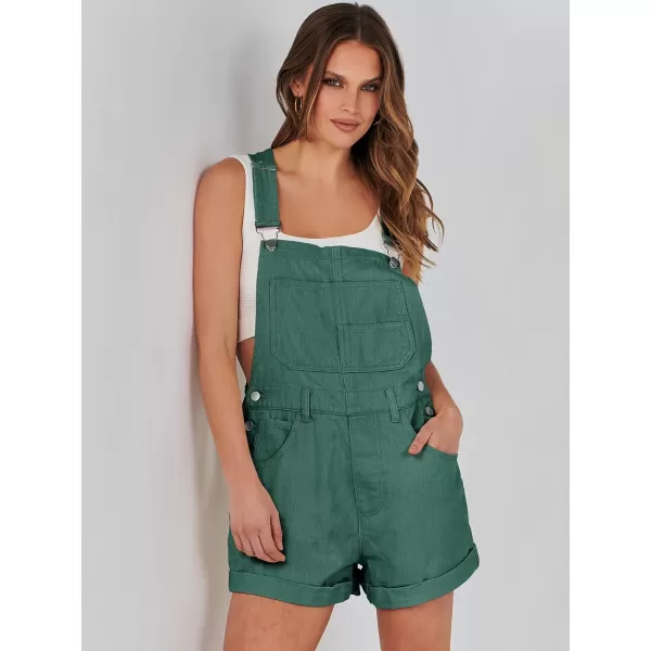 imageANRABESS Womenss Denim Shortalls Loose Fit Sleeveless Adjustable Straps Shorts Bib Overalls Jean ShortsDeep Green
