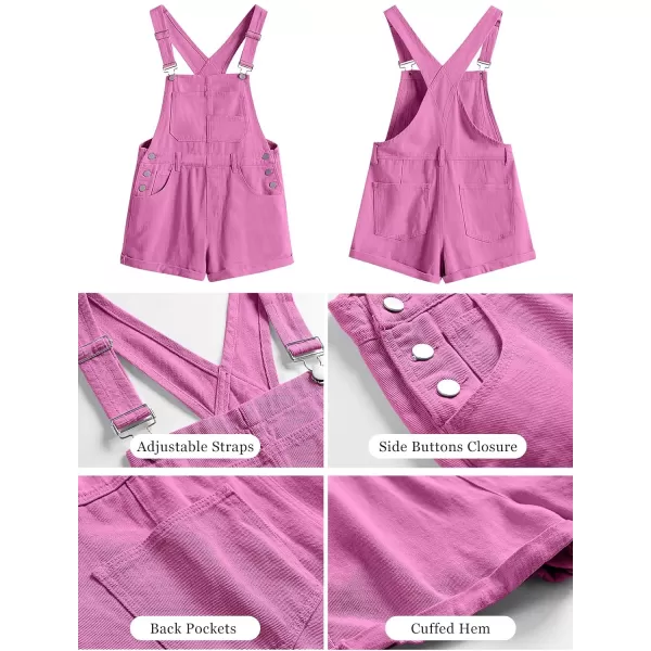 imageANRABESS Womenss Denim Shortalls Loose Fit Sleeveless Adjustable Straps Shorts Bib Overalls Jean ShortsHot Pink