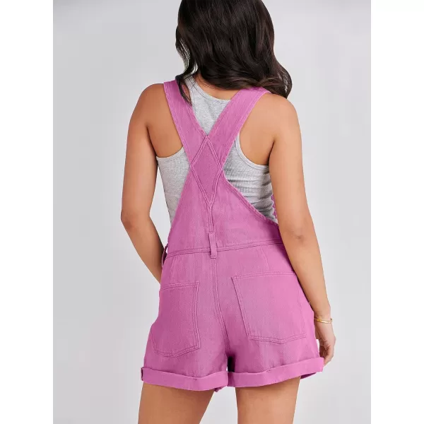 imageANRABESS Womenss Denim Shortalls Loose Fit Sleeveless Adjustable Straps Shorts Bib Overalls Jean ShortsHot Pink