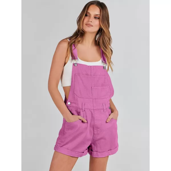 imageANRABESS Womenss Denim Shortalls Loose Fit Sleeveless Adjustable Straps Shorts Bib Overalls Jean ShortsHot Pink