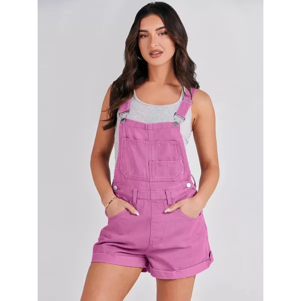 imageANRABESS Womenss Denim Shortalls Loose Fit Sleeveless Adjustable Straps Shorts Bib Overalls Jean ShortsHot Pink