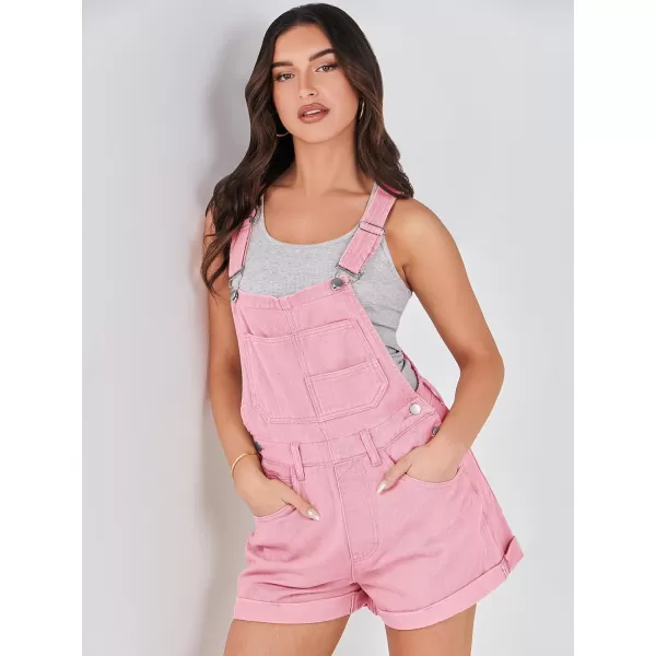 imageANRABESS Womenss Denim Shortalls Loose Fit Sleeveless Adjustable Straps Shorts Bib Overalls Jean ShortsPink