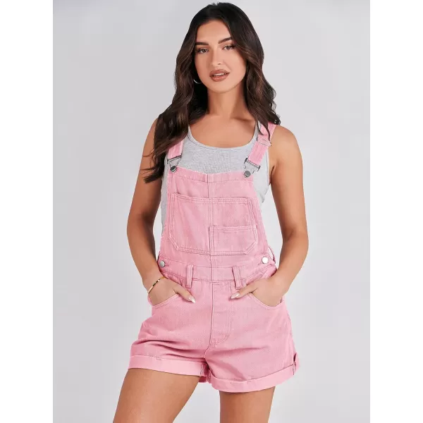 imageANRABESS Womenss Denim Shortalls Loose Fit Sleeveless Adjustable Straps Shorts Bib Overalls Jean ShortsPink