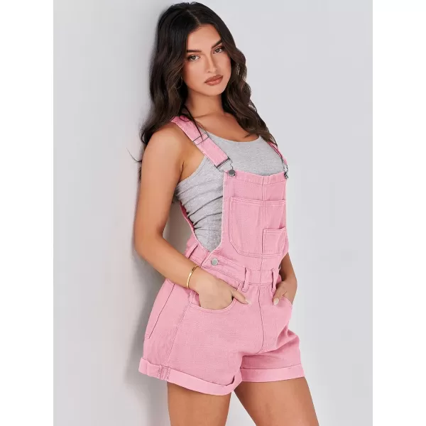imageANRABESS Womenss Denim Shortalls Loose Fit Sleeveless Adjustable Straps Shorts Bib Overalls Jean ShortsPink