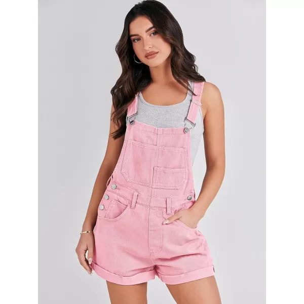 imageANRABESS Womenss Denim Shortalls Loose Fit Sleeveless Adjustable Straps Shorts Bib Overalls Jean ShortsPink