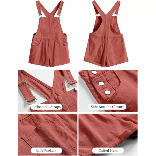 imageANRABESS Womenss Denim Shortalls Loose Fit Sleeveless Adjustable Straps Shorts Bib Overalls Jean ShortsRust Red