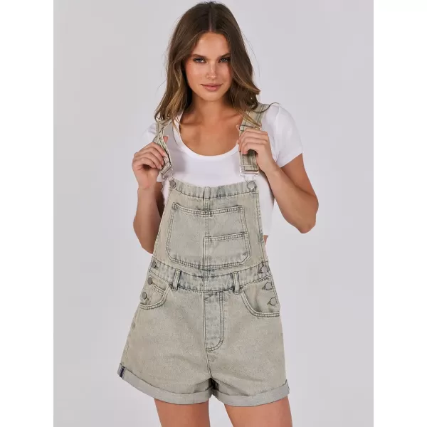 imageANRABESS Womenss Denim Shortalls Loose Fit Sleeveless Adjustable Straps Shorts Bib Overalls Jean ShortsWashed Peach