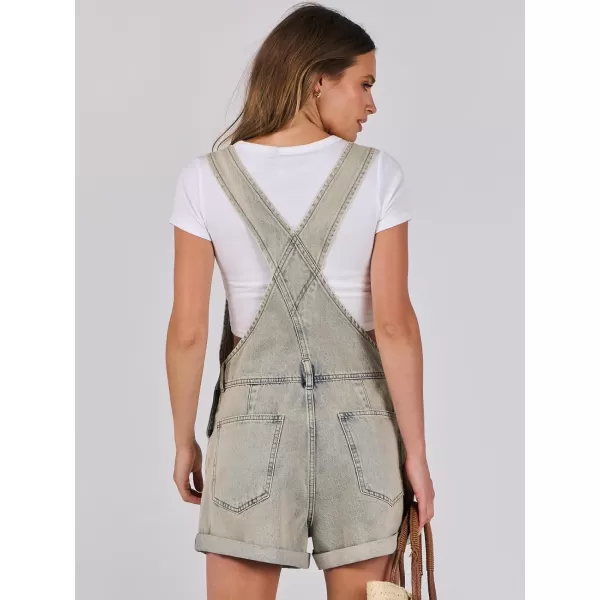 imageANRABESS Womenss Denim Shortalls Loose Fit Sleeveless Adjustable Straps Shorts Bib Overalls Jean ShortsWashed Peach