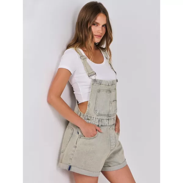 imageANRABESS Womenss Denim Shortalls Loose Fit Sleeveless Adjustable Straps Shorts Bib Overalls Jean ShortsWashed Peach