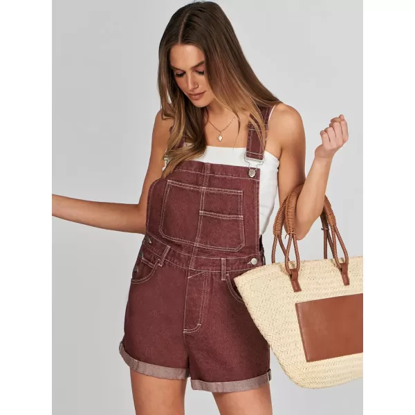 imageANRABESS Womenss Denim Shortalls Loose Fit Sleeveless Adjustable Straps Shorts Bib Overalls Jean ShortsWashed Rust