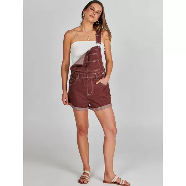imageANRABESS Womenss Denim Shortalls Loose Fit Sleeveless Adjustable Straps Shorts Bib Overalls Jean ShortsWashed Rust