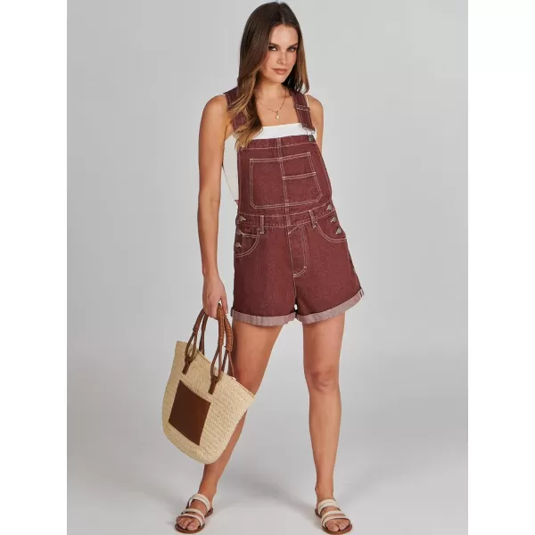 imageANRABESS Womenss Denim Shortalls Loose Fit Sleeveless Adjustable Straps Shorts Bib Overalls Jean ShortsWashed Rust