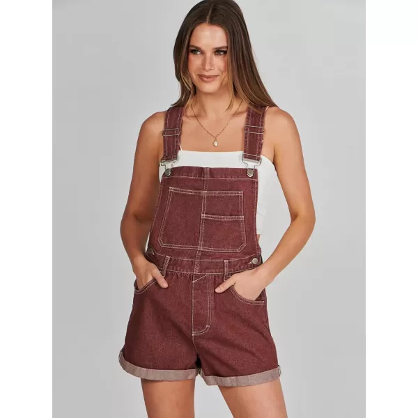 imageANRABESS Womenss Denim Shortalls Loose Fit Sleeveless Adjustable Straps Shorts Bib Overalls Jean ShortsWashed Rust