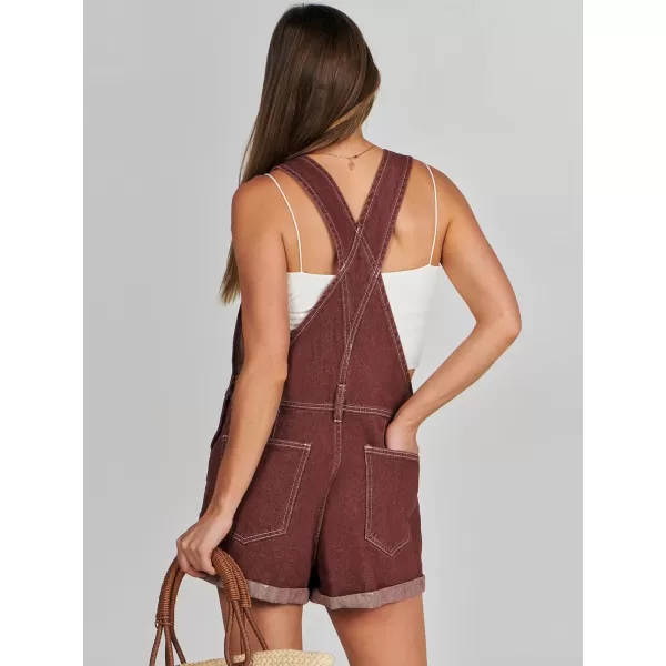 imageANRABESS Womenss Denim Shortalls Loose Fit Sleeveless Adjustable Straps Shorts Bib Overalls Jean ShortsWashed Rust