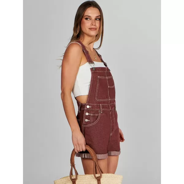 imageANRABESS Womenss Denim Shortalls Loose Fit Sleeveless Adjustable Straps Shorts Bib Overalls Jean ShortsWashed Rust