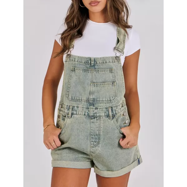 imageANRABESS Womenss Denim Shortalls Loose Fit Sleeveless Adjustable Straps Shorts Bib Overalls Jean ShortsWashed Yellow Blue