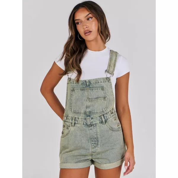 imageANRABESS Womenss Denim Shortalls Loose Fit Sleeveless Adjustable Straps Shorts Bib Overalls Jean ShortsWashed Yellow Blue
