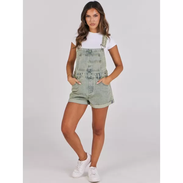imageANRABESS Womenss Denim Shortalls Loose Fit Sleeveless Adjustable Straps Shorts Bib Overalls Jean ShortsWashed Yellow Blue