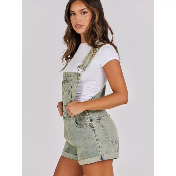imageANRABESS Womenss Denim Shortalls Loose Fit Sleeveless Adjustable Straps Shorts Bib Overalls Jean ShortsWashed Yellow Blue