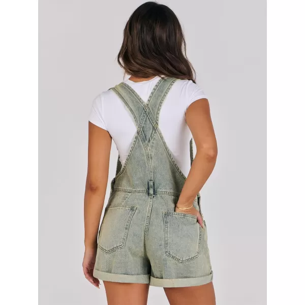 imageANRABESS Womenss Denim Shortalls Loose Fit Sleeveless Adjustable Straps Shorts Bib Overalls Jean ShortsWashed Yellow Blue