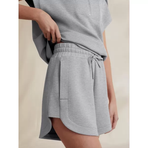 imageANRABESSnbspWomennbsp2 Piece OutfitsnbspSweatsuit HalfnbspZip LapelnbspCollarnbspShortnbspSleeve Tops Sweat Shorts LoungenbspSets TracksuitGrey