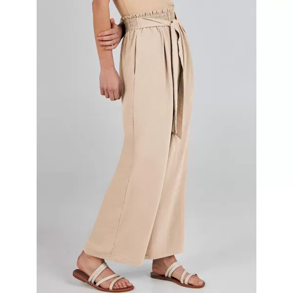 imageANRABESSnbspWomennbspWidenbspLegnbspPalazzo PantsnbspHighnbspWaistnbspTienbspKnotnbspLightweightnbspDressynbspBohonbspLoungenbspPantsnbspTrousersApricot