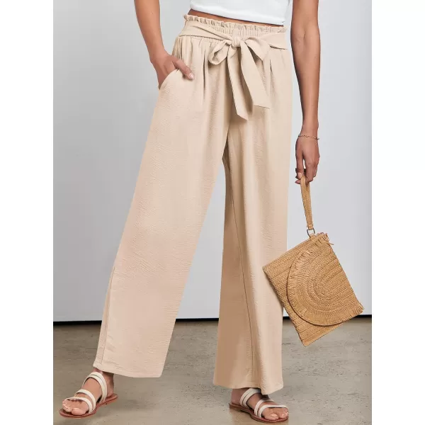 imageANRABESSnbspWomennbspWidenbspLegnbspPalazzo PantsnbspHighnbspWaistnbspTienbspKnotnbspLightweightnbspDressynbspBohonbspLoungenbspPantsnbspTrousersApricot