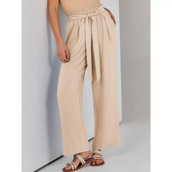 imageANRABESSnbspWomennbspWidenbspLegnbspPalazzo PantsnbspHighnbspWaistnbspTienbspKnotnbspLightweightnbspDressynbspBohonbspLoungenbspPantsnbspTrousersApricot